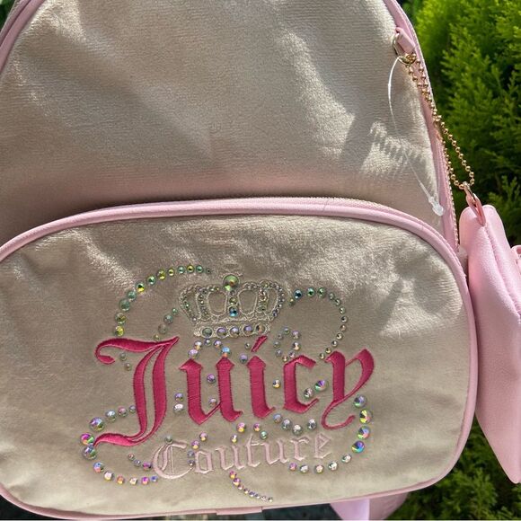 Juicy Couture Mini Backpack - Juicy Couture Cream and Pink Backpack - Crown Bag